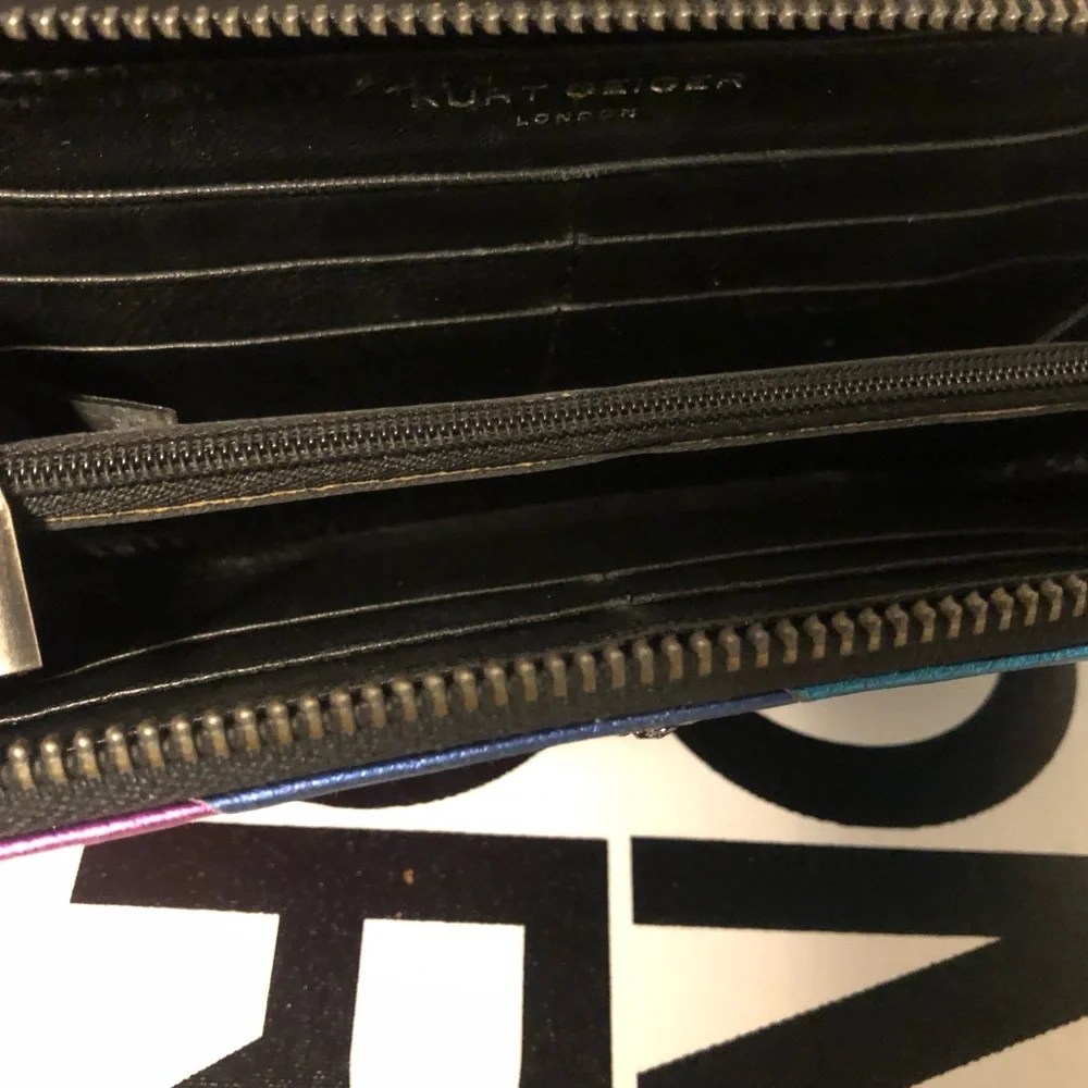 Auth Rainbow 🌈 Kurt Geiger Metallic Leather Large Wallet - Picture 6 of 13